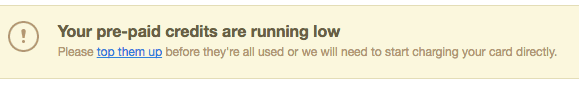 The low credits warning