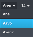Font style or size dropdown menus in the toolbar