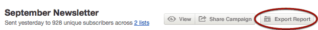 An open report, with the "Export Report" button highlighted