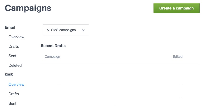 new SMS options found in Campaigns