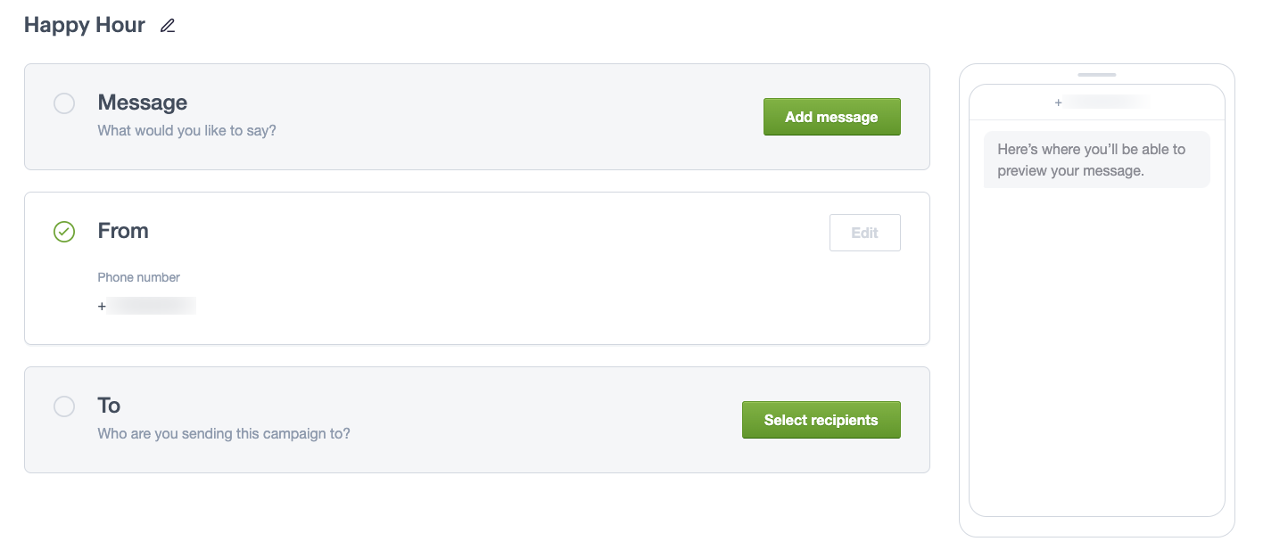 SMS message example