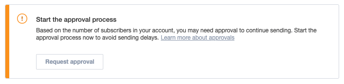 A notification about needing to be approved, with a button to request approval