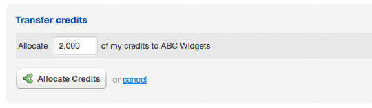 Allocating email credits to a client