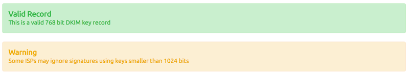 This is a valid 768-bit record, however some ISPs may ignore signature using smaller than 1024-bit keys