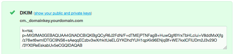 An example DKIM key record