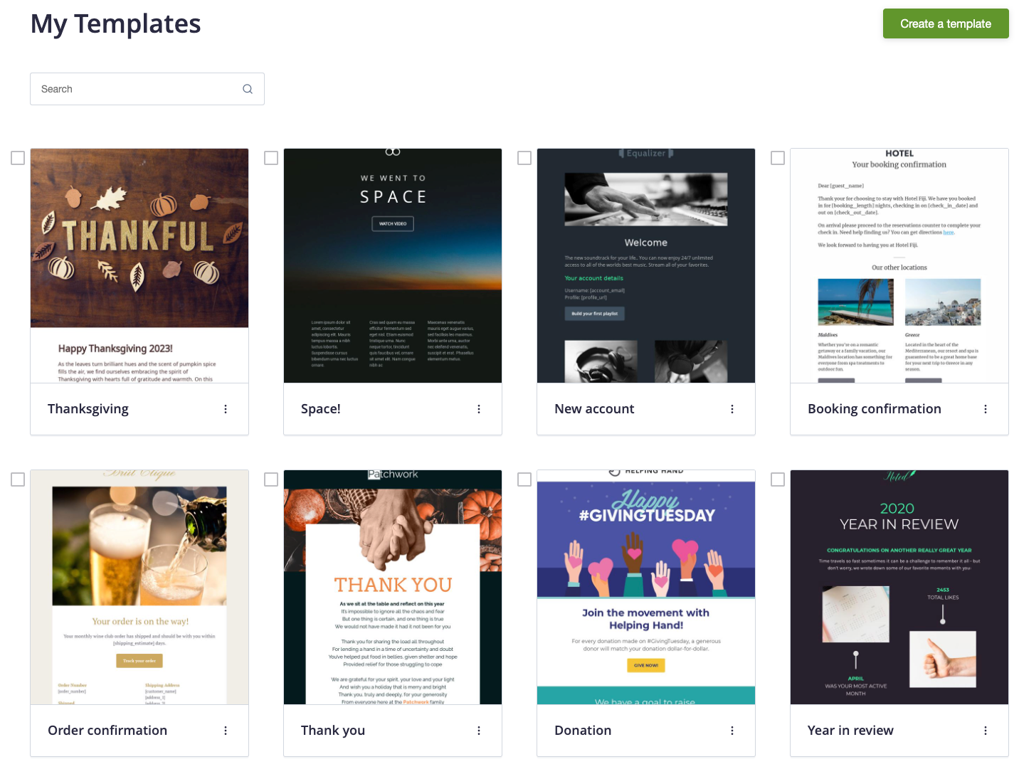 updated templates page